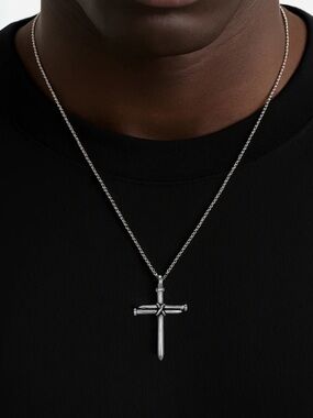 Narrow Path Three Nails Cross Necklace Premium Stainless Steel